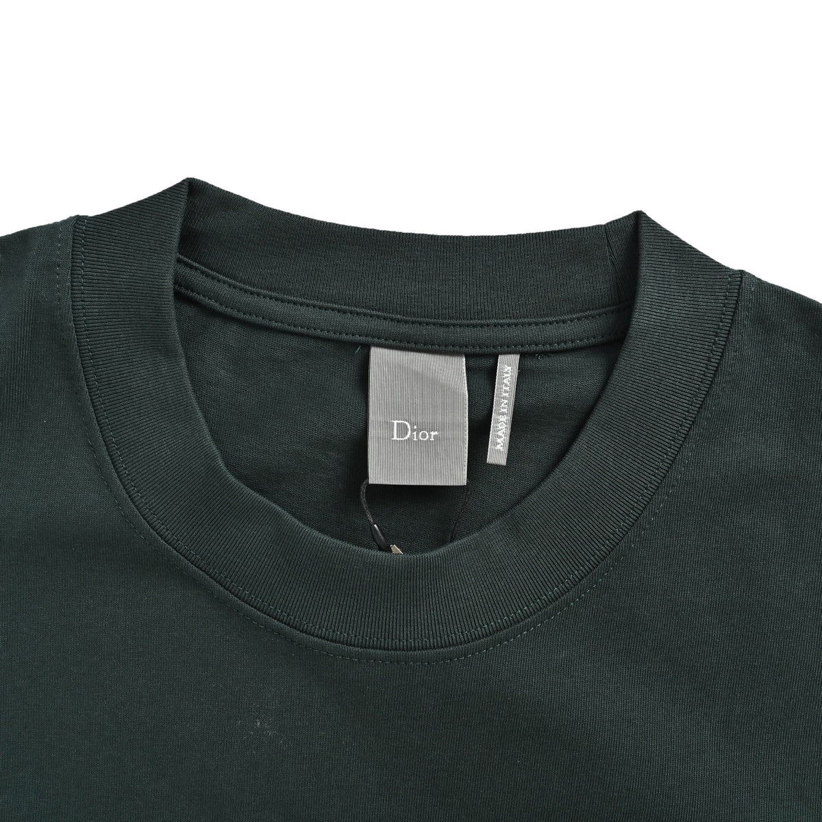 Dior forest dark green childlike caterpillar three-dimensional embroidery short sleeves