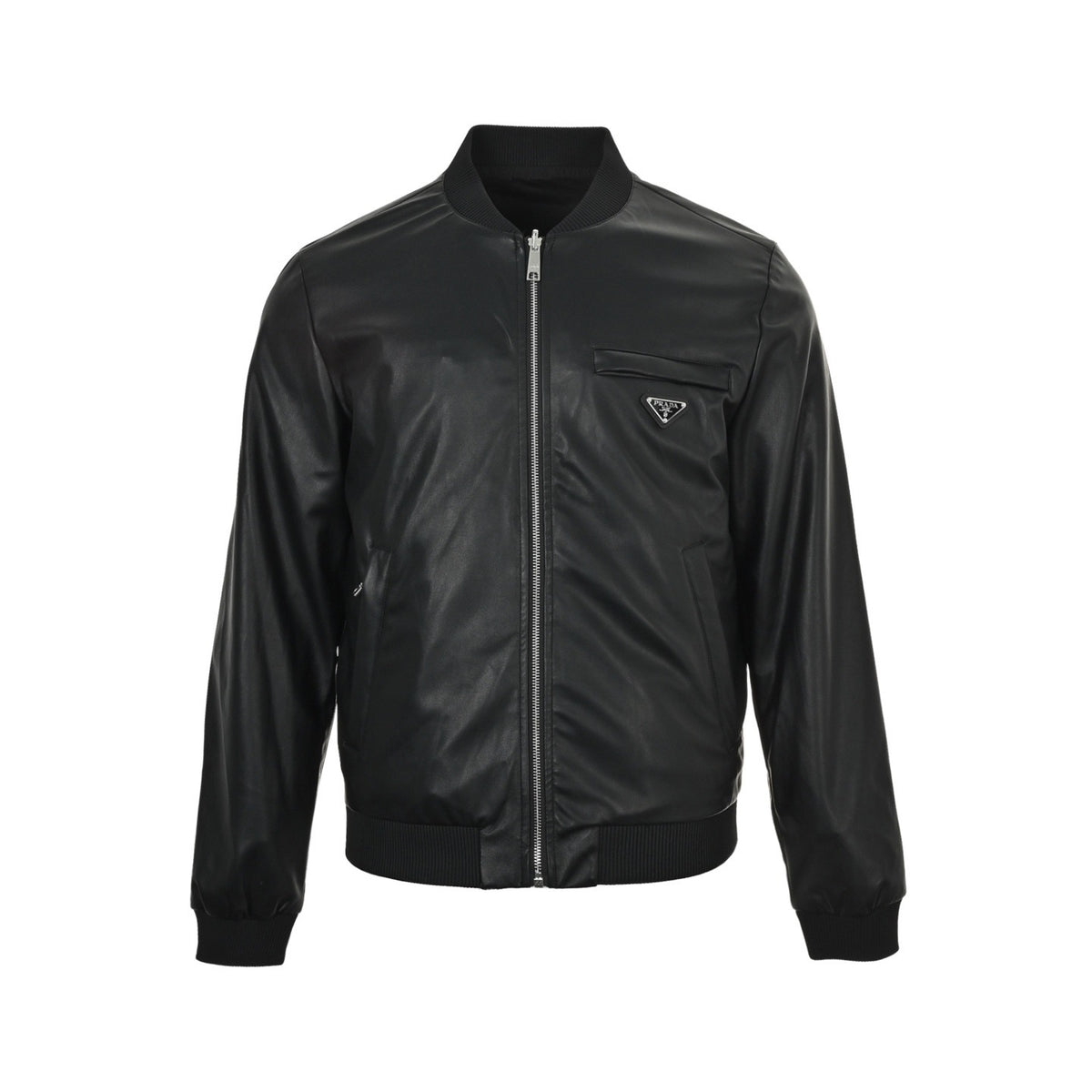Prada 25Fw triangle logo reversible leather nylon jacket