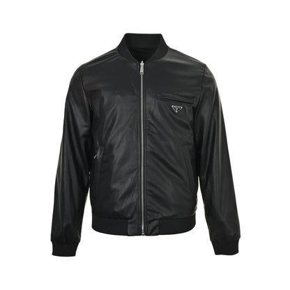 Prada 25Fw triangle logo reversible leather nylon jacket