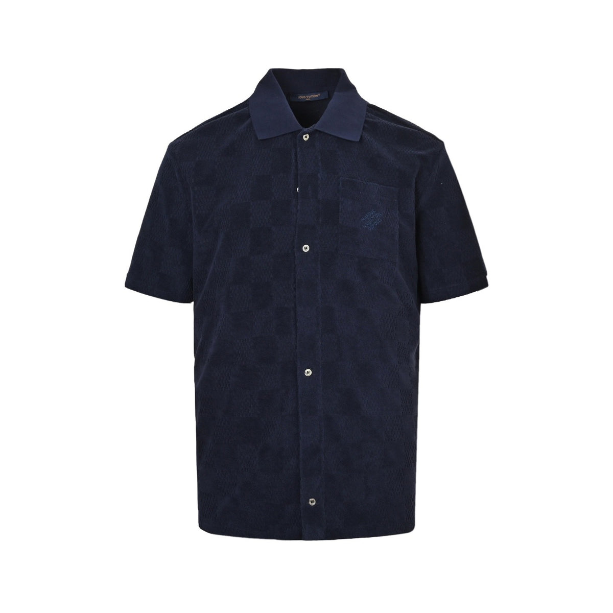 Louis Vuitton 25ss dark checkerboard terry short-sleeved shirt