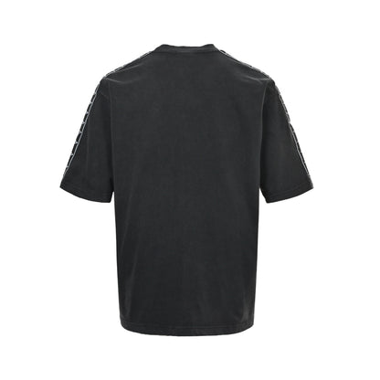 Balenciaga/Balanciaga 26ss string logo webbing washed short sleeves