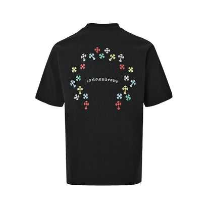 Chrome Hearts colorful horseshoe patch embroidered short sleeves