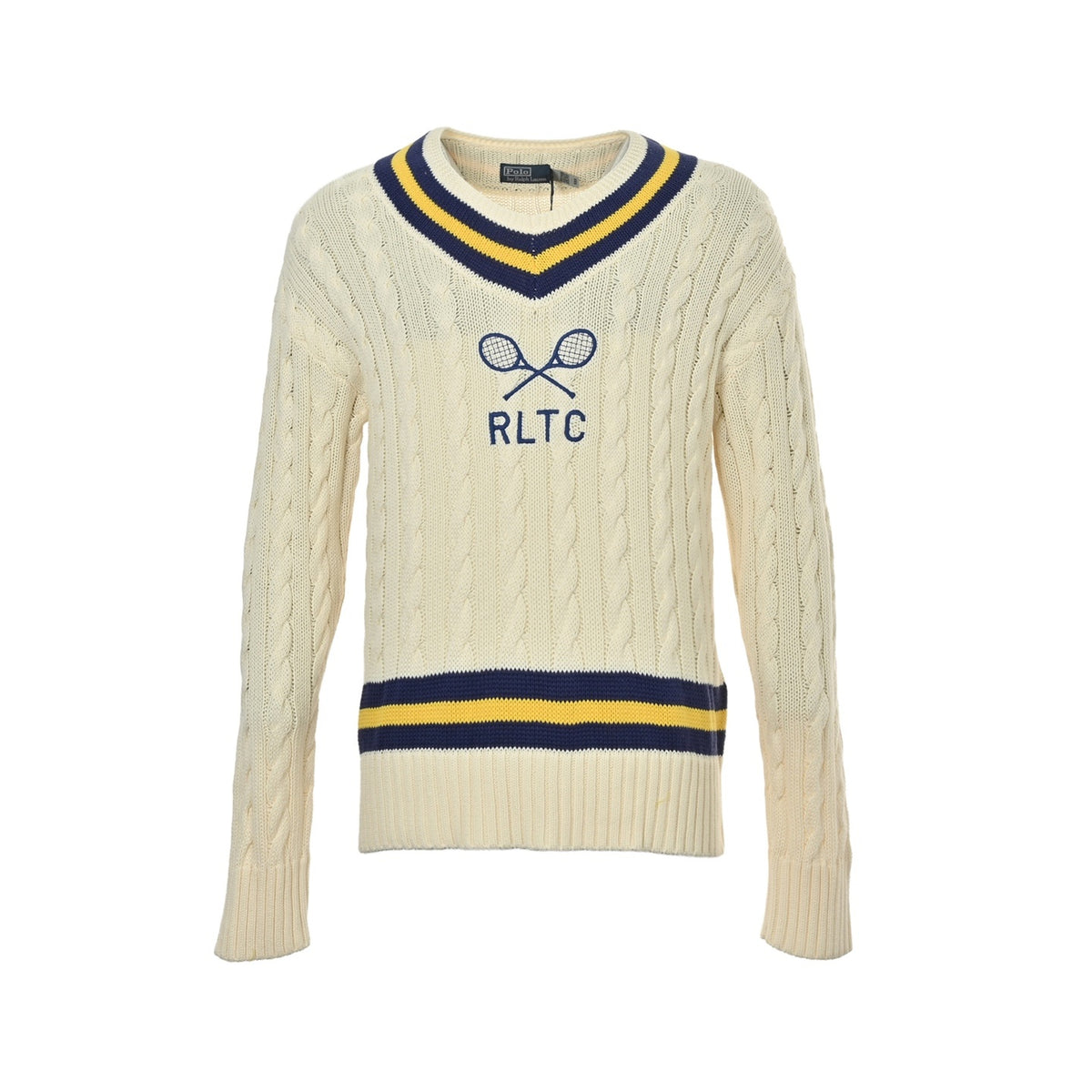 RALPH LAUREN tennis cable V-neck knitted sweater
