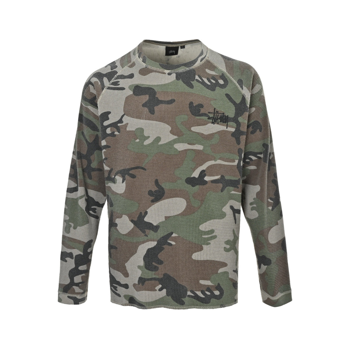 Stussy waffle enzyme washed long-sleeved T-shirt