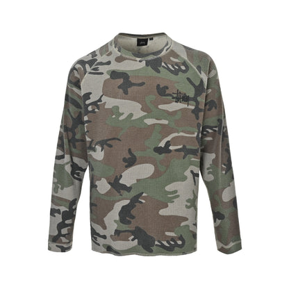 Stussy waffle enzyme washed long-sleeved T-shirt