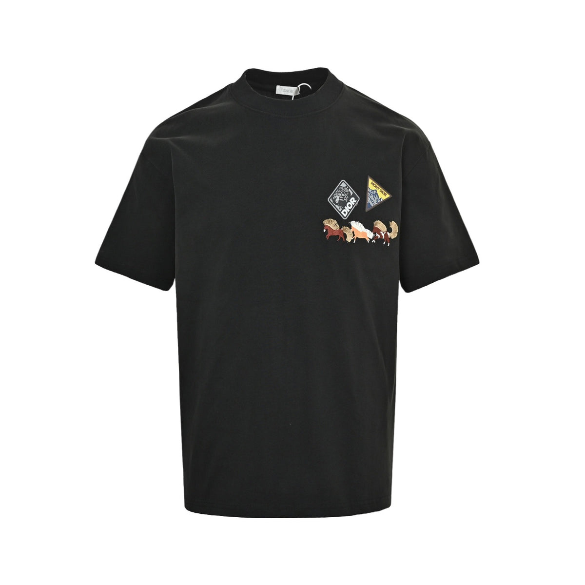 Dior 26ss pony embroidered badge printed short sleeves