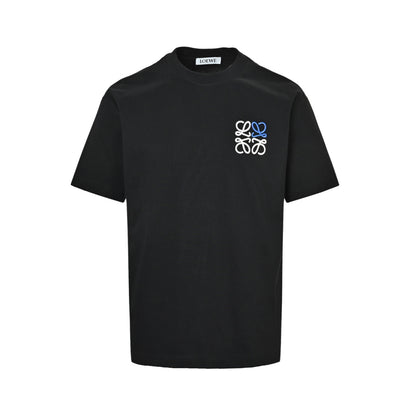 Loewe/Luo Yiwei color block blue and white small flower logo embroidered short sleeves
