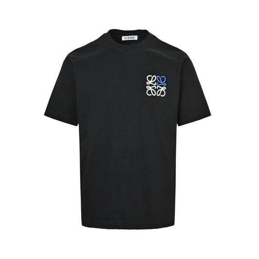 Loewe/Luo Yiwei color block blue and white small flower logo embroidered short sleeves
