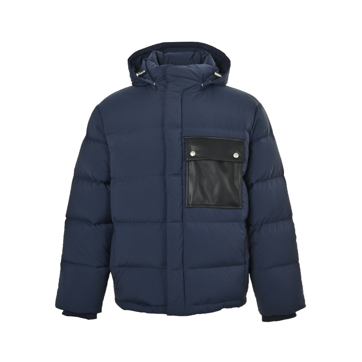BOTTEGA VENETA/BV woven leather pocket hooded down jacket
