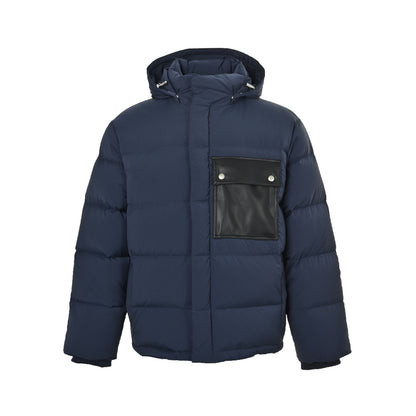 BOTTEGA VENETA/BV woven leather pocket hooded down jacket