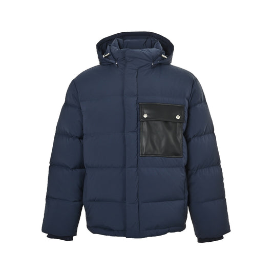 BOTTEGA VENETA/BV woven leather pocket hooded down jacket