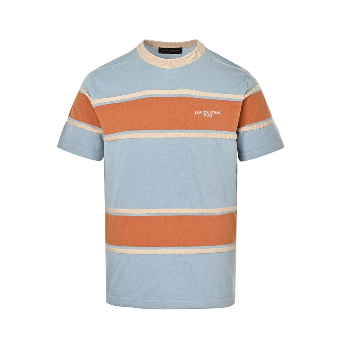 Louis Vuitton 26ss contrasting color patchwork striped knitted short sleeves