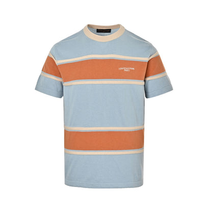 Louis Vuitton 26ss contrasting color patchwork striped knitted short sleeves