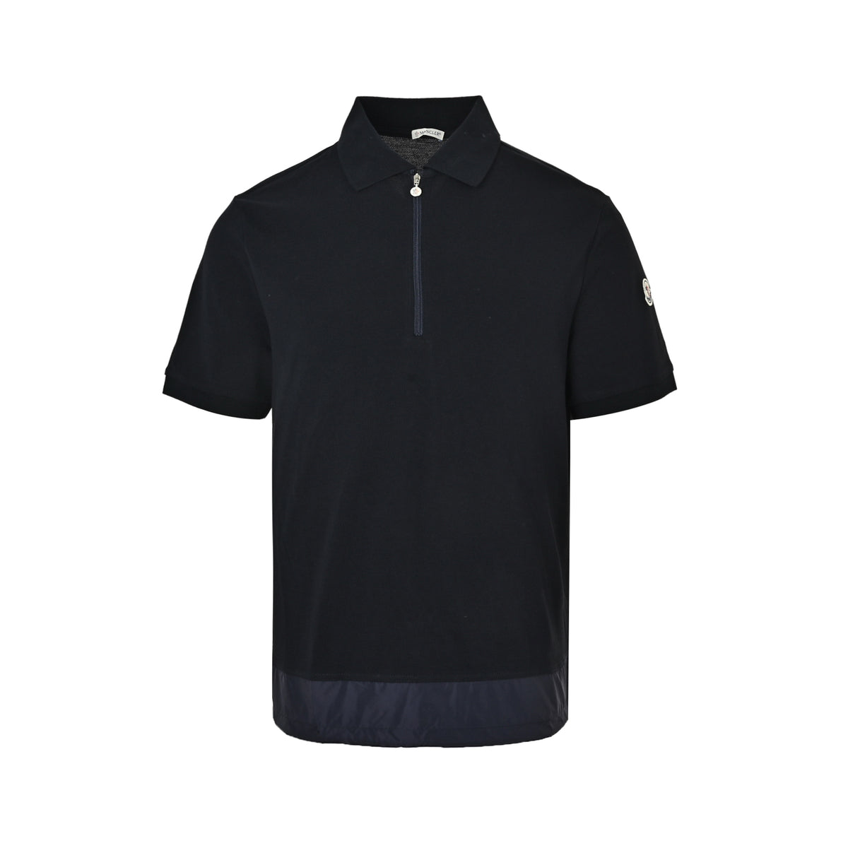 Moncler/Mask Logo Patch Half-Zip Polo Short Sleeves