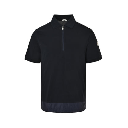 Moncler/Mask Logo Patch Half-Zip Polo Short Sleeves