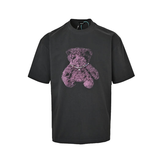We11 Done gemstone studded bear print short sleeves