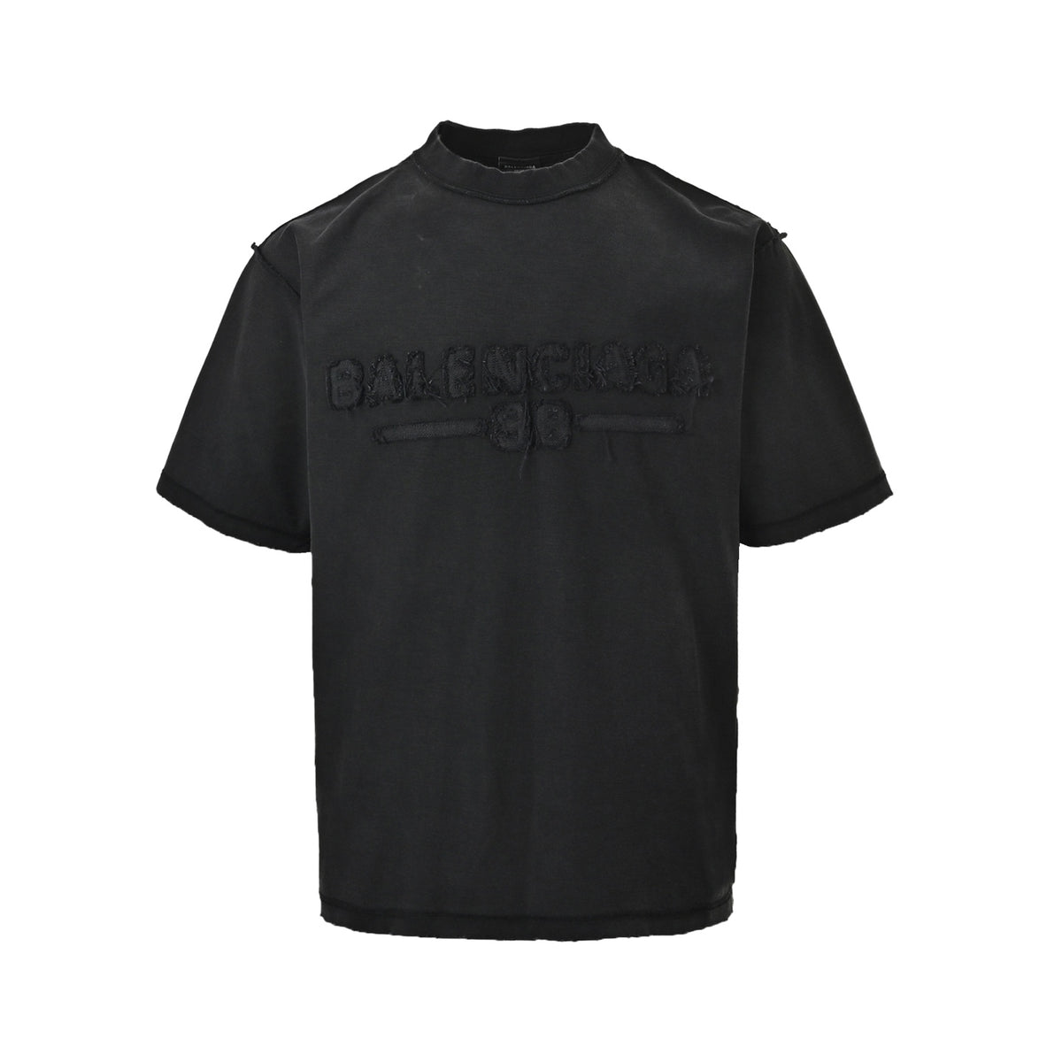 Balenciaga 25ss patch embroidered slogan washed short sleeves
