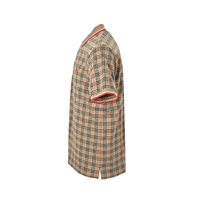 Burberry war horse embroidered plaid Polo short sleeves