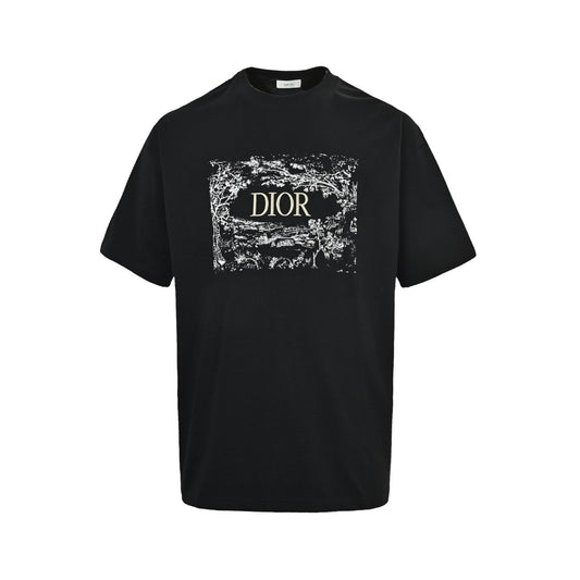 Dior floral print letter embroidered short sleeves