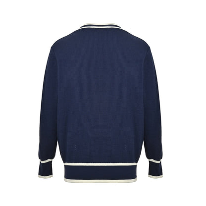 Gucci 24Fw preppy double G embroidered striped V-neck knitted sweater