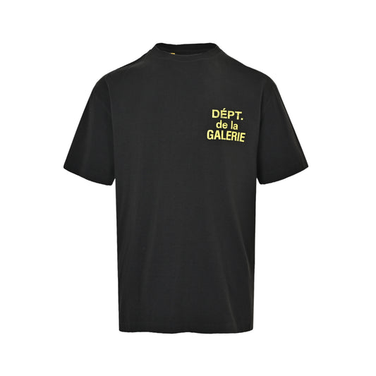 GALLERY DEPT mottled yellow French print short sleeves on the front and back