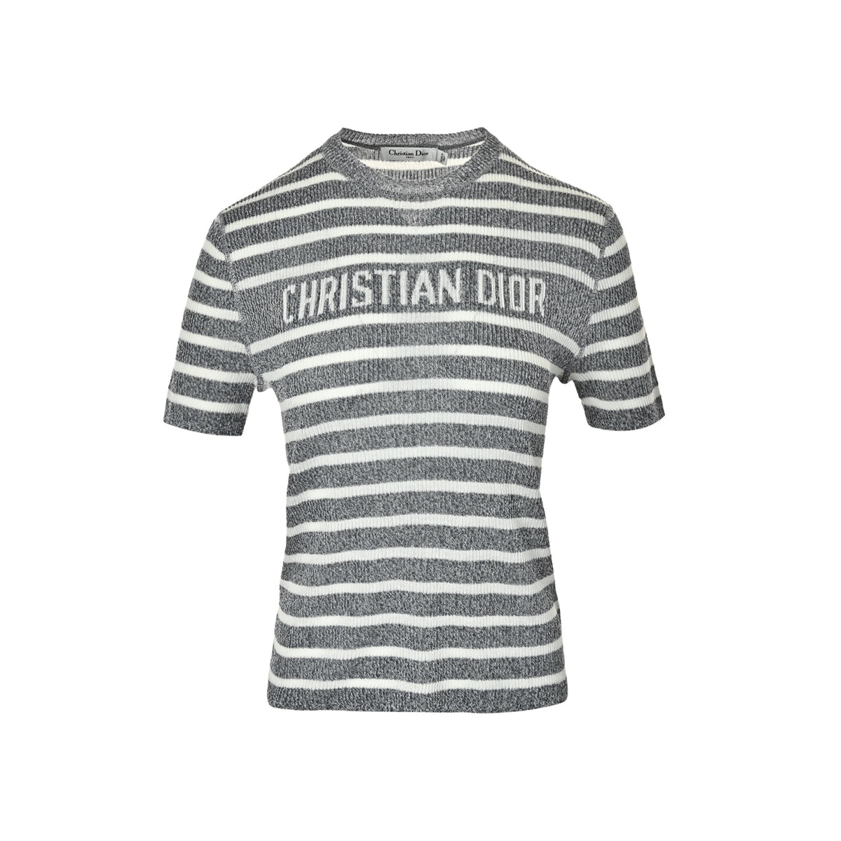 Dior 26ss letter jacquard striped linen knitted short sleeves