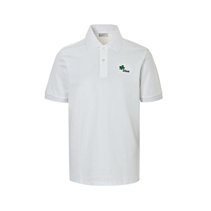 Dior 26ss four-leaf clover embroidered letters Polo short sleeves