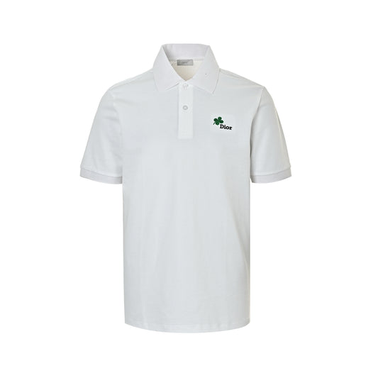 Dior 26ss four-leaf clover embroidered letters Polo short sleeves