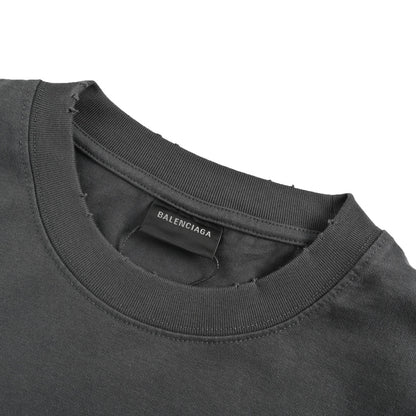 Balenciaga 24ss mottled cola print washed hole short sleeves