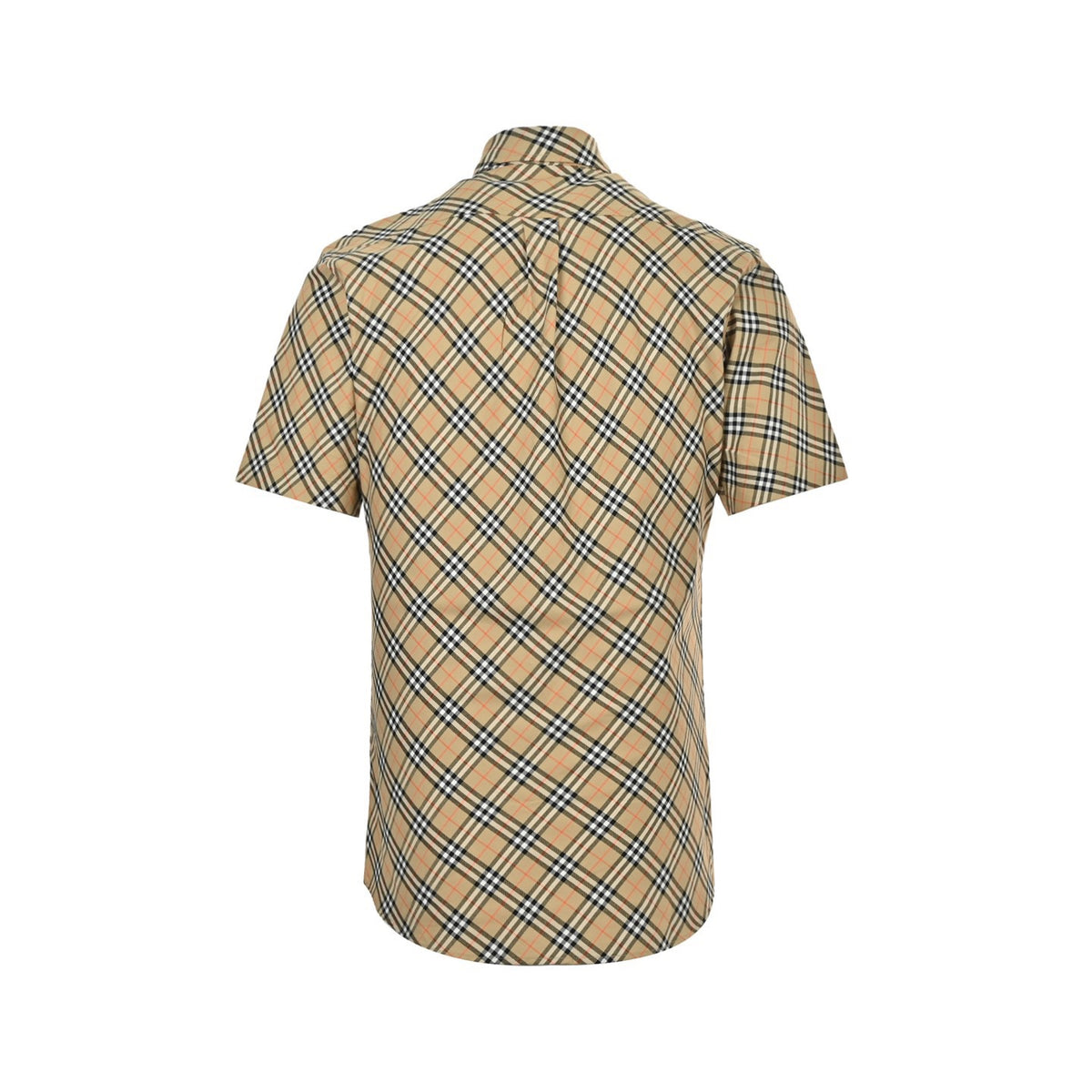Burberry 25ss shield embroidered diagonal plaid short-sleeved shirt