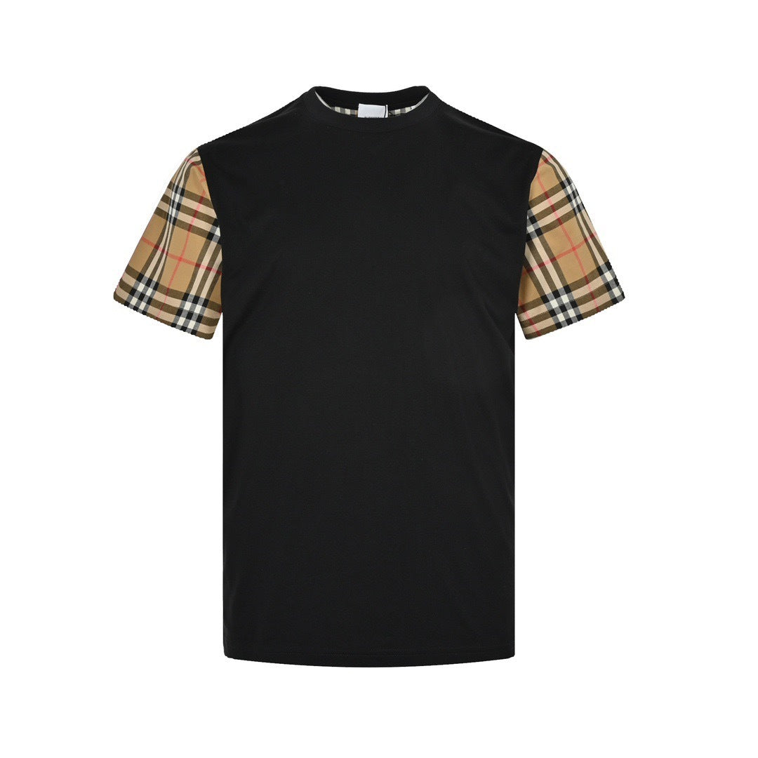 Burberry classic plaid sleeve splicing short sleeves