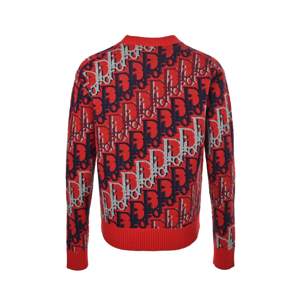 Dior 25Fw old flower jacquard red crew neck sweater