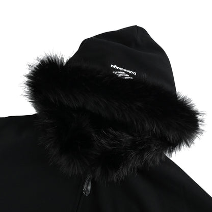 Balenciaga mink fur collar hooded sweatshirt jacket