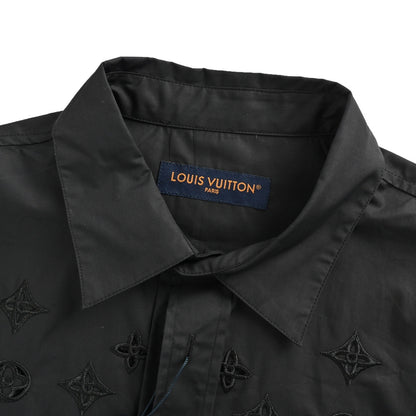 Louis Vuitton 25ss presbyopic embroidered hollow short-sleeved shirt