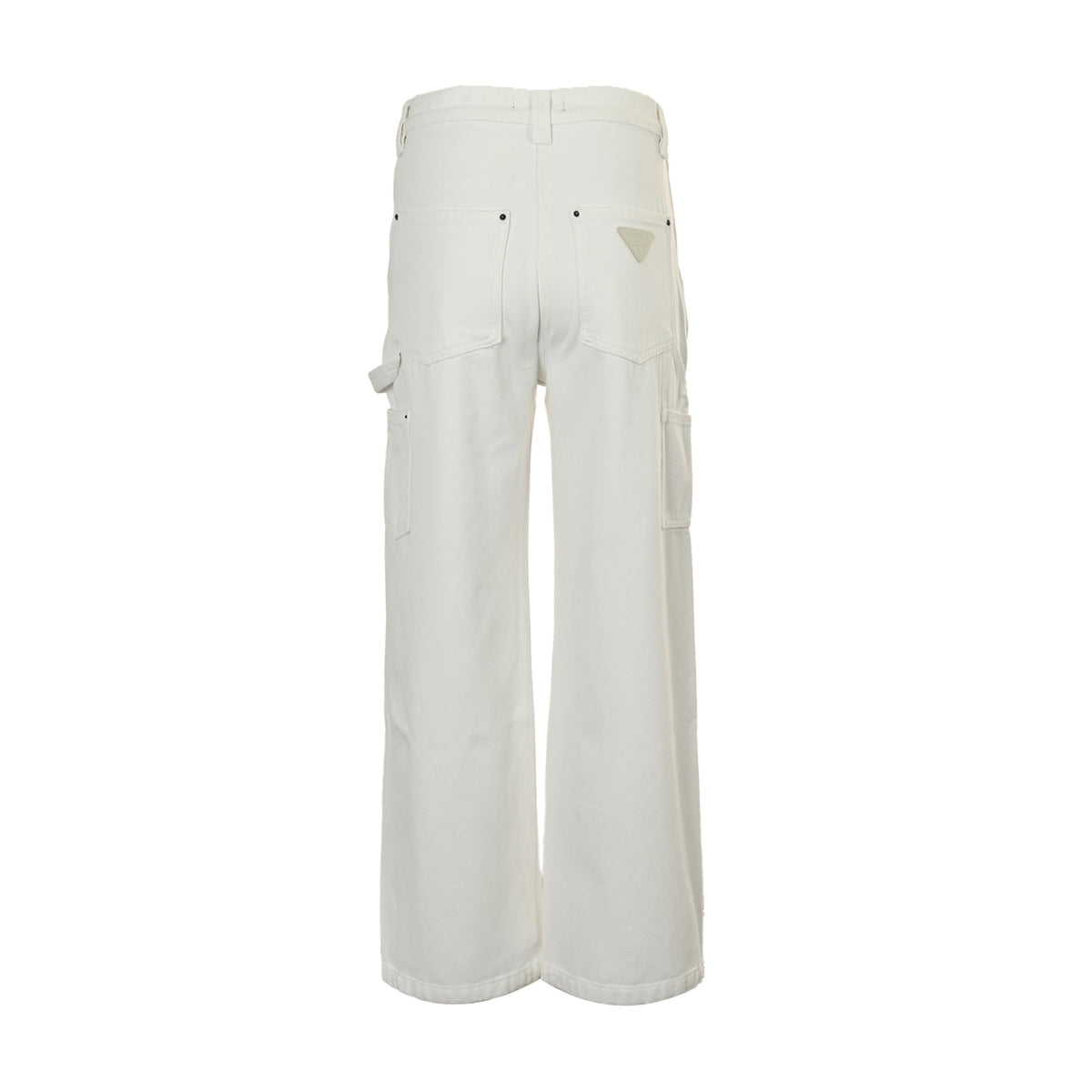 Prada 25ss triangle leather brand logging work jeans