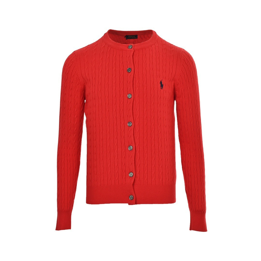 Ralph Lauren Classic Women's Cable Round Neck Knitted Sweater Cardigan