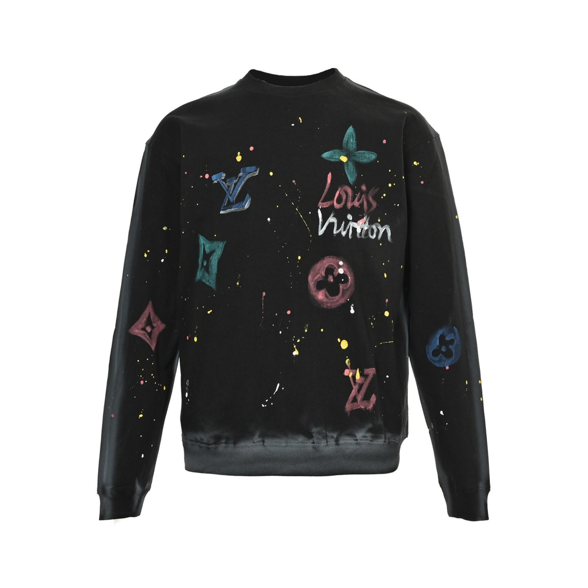 LouisVuitton/Louis Vuitton washed destroyed hand-painted round neck sweatshirt