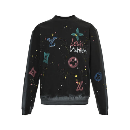 LouisVuitton/Louis Vuitton washed destroyed hand-painted round neck sweatshirt