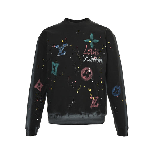 LouisVuitton/Louis Vuitton washed destroyed hand-painted round neck sweatshirt