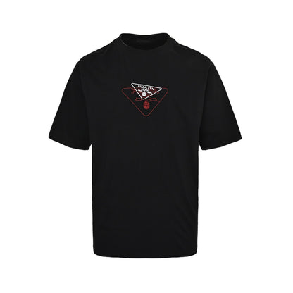 Prada 25ss overlapping embroidered triangle short sleeves