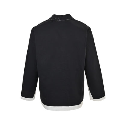 MiuMiu/Miu Miu 25Fw fake two-layer lapel knitted cardigan