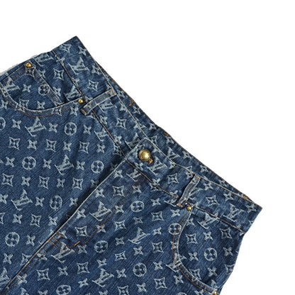 Louis Vuitton all-over presbyopia jacquard suit six-point denim shorts