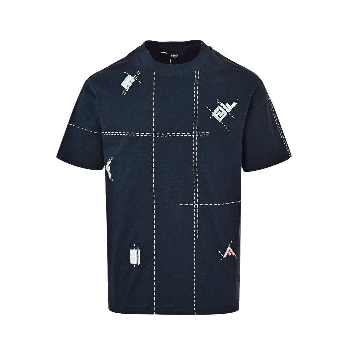 Fendi 26ss FF letters dotted embroidered short sleeves