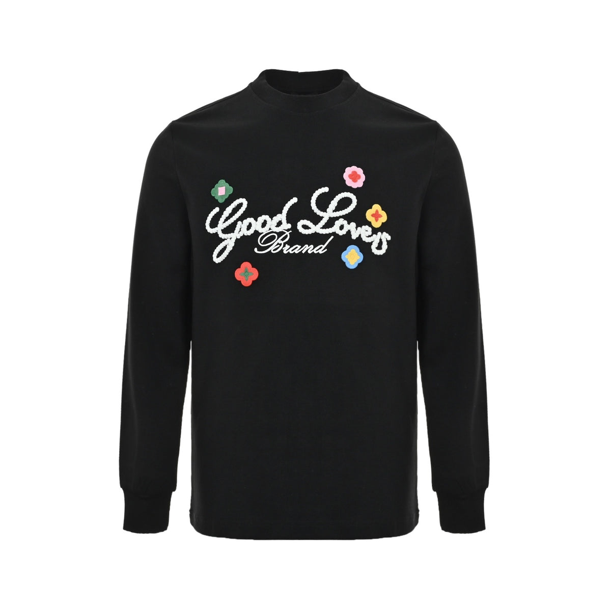 GOOD BRAND three-dimensional small flower embroidery long-sleeved T-shirt