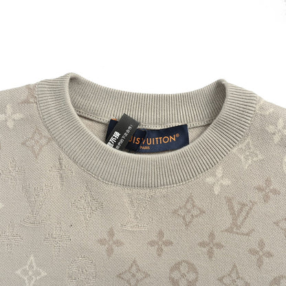 Louis Vuitton all-over printed old flower dark pattern gradient jacquard knitted short sleeves