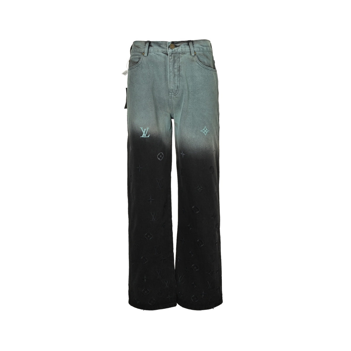 Louis Vuitton 24Fw all-over embroidered old flower gradient washed suit jeans