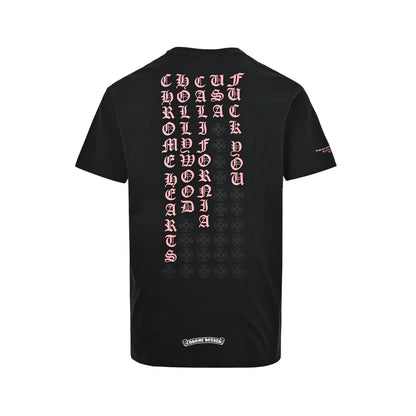 Chrome Hearts/Chrome Heart Vertical Color Block Sanskrit Cross Print Short Sleeves
