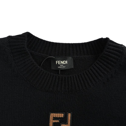 Fendi double F velvet embroidered crew neck sweater