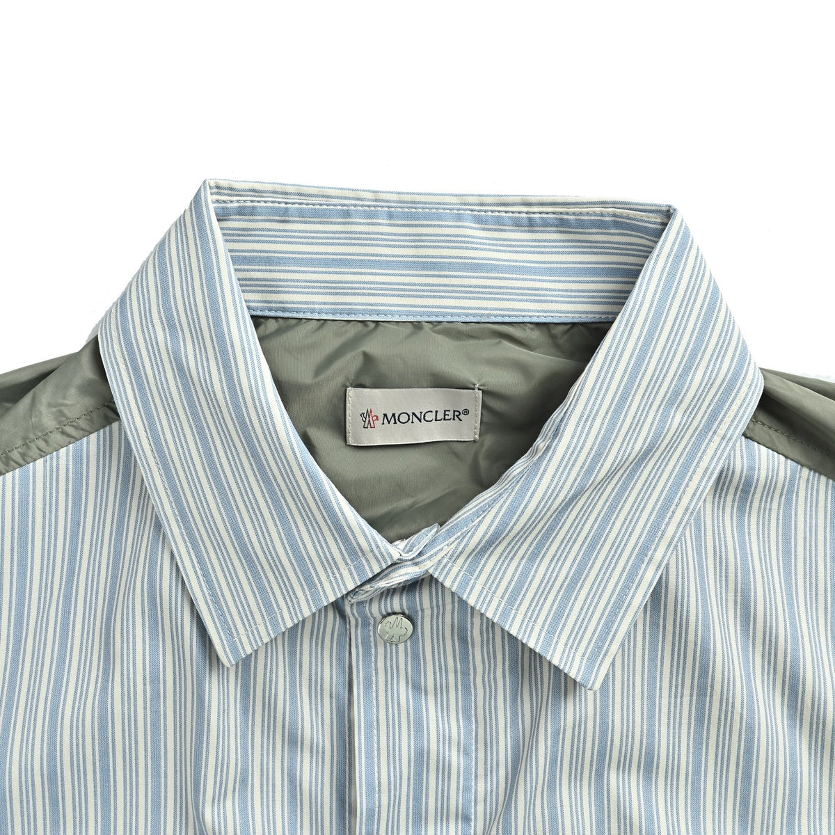 Moncler/Maskled striped patchwork cotton zipper shirt