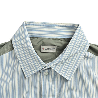 Moncler/Maskled striped patchwork cotton zipper shirt